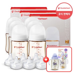 더블하트 모유실감 PPSU 제뉴인 트윈팩 160ml 젖병6개+젖꼭지6개(+마그마그 PPSU 빨대컵)
