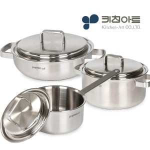 키친아트 스텐316 냄비세트 통5중 인덕션 냄비 3종, 편수+20양수+전골, 1세트