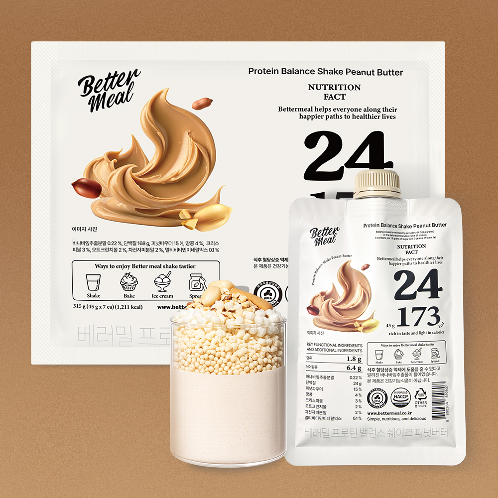 베러밀 식사대용 단백질 쉐이크 파우치 1세트 피넛버터, 45g, 7개