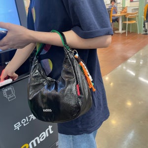 mddas 샤이니 여성 호보 숄더백 복조리 데일리 백 보부상가방 캐쥬얼 나일론 미니