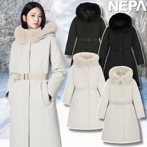 네파 안유진 롱패딩 아르떼 미드 다운 프리미엄 자켓 보온 발열 벨티드 폭스퍼 여성 롱패딩
