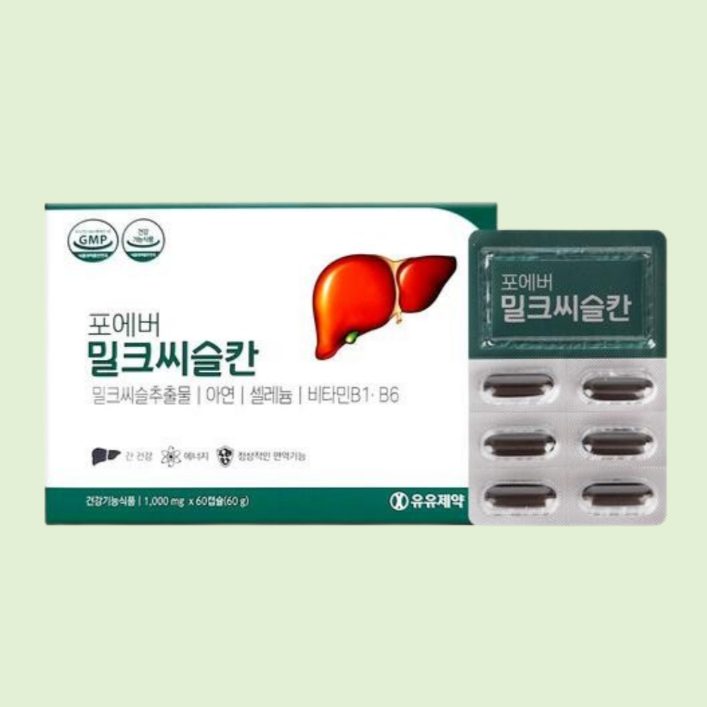 유유제약 포에버 밀크씨슬칸 밀크시술 실리마린 <b>실리빈</b> 60캡슐, 1개