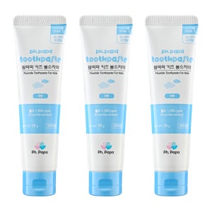 팜파파 키즈 불소 치약 스텝1 무향, 70g, 3개