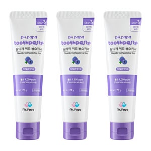 팜파파 키즈 불소 치약 스텝3 천연블루베리민트향, 70g, 3개