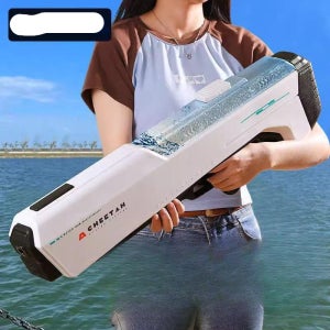 전동 자동 대용량 자동물총 전동물총 고압물총 대형물총 2024년 신형 전자동 - 화이트 외부 확장 - 기본 단일 배터리 배터리 수명 약 60분