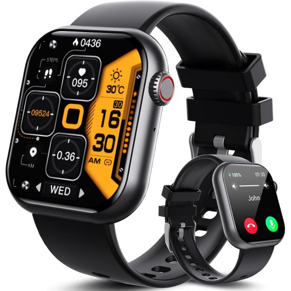 블루투스 트래커 위치추적기 태그 남성용 군용 스마트워치 야외 P67 방수 1.9인치 HD 터치스크린 전술 피트니스 활동 추적기 다이얼 통화 스피커