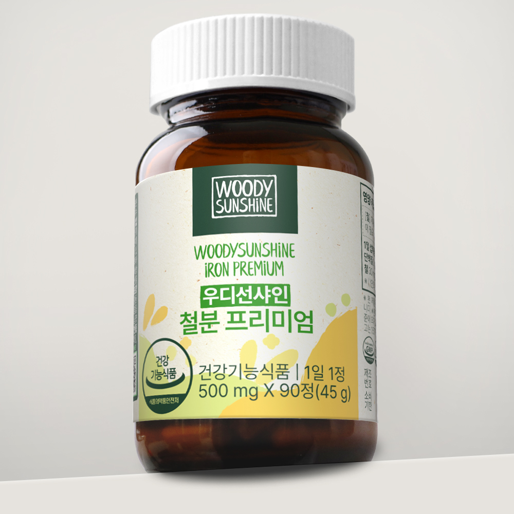 <b>우디선샤인</b> 철분 프리미엄 임산부 영양제 비헴철 90정, 1개