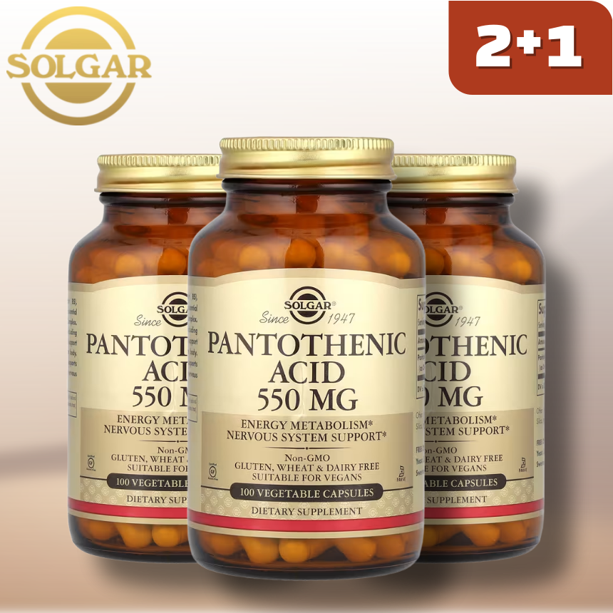 솔가 <b>Pantothenic Acid</b> 판토텐산칼슘 550mg 100 식물성 캡슐 X 3통