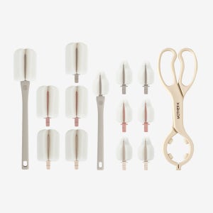 [젖병세정제 GIFT] 마더케이 리필형 롱핸들 스펀지 젖병솔&젖꼭지솔+소독집게 1년완성세트