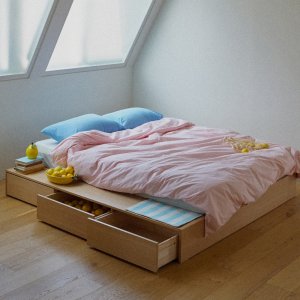 코펜하겐 무헤드 원목 수납침대 프레임 서랍형