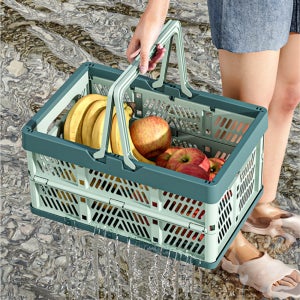 접이식 폴딩 바스켓 적층가능 손잡이 물빠짐 사각 보관함 장난감 수납함 정리 캠핑 바구니