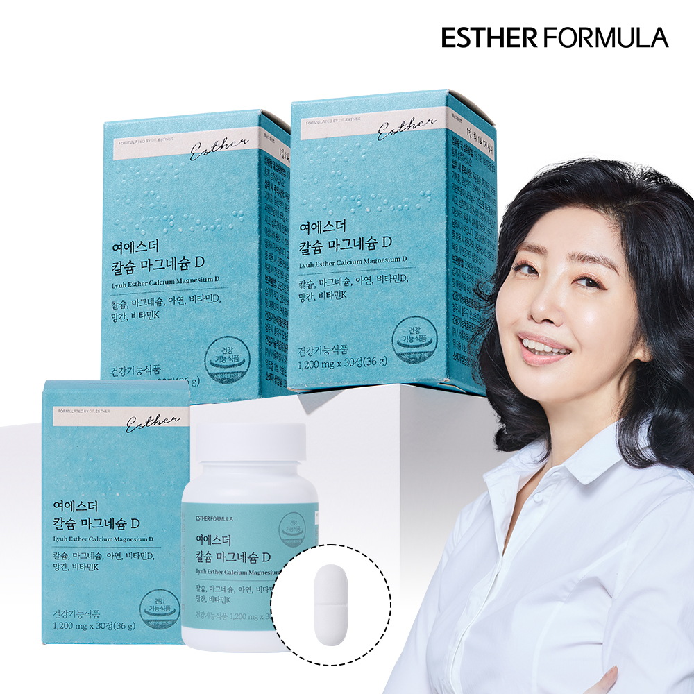 [국민영양] 여에스더 칼슘 마그네슘 D (뼈 건강 필수영양소) 30정, 3개