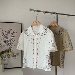 [미미의사치] 켄즈 에스닉 카라 자수 블라우스