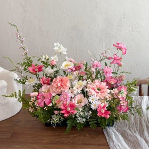 60cm 러브무드 핑크 조화 센터피스 완제품 웨딩 돌잔치 촬영소품