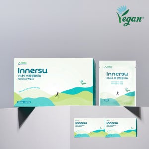 이너수 비건 여성 청결 페미닌 티슈 저자극 약산성 Y존케어 휴대용 50개입, 2개