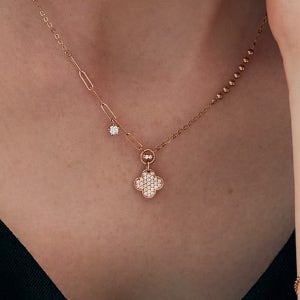 14k 18k 글로우 하프 클로버 목걸이 여자 명품 금 선물