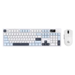 지클릭커 파도프로젝트 WMK800B 8K 매크로 풀윤활 무선 블루투스 기계식 키보드 마우스 세트 화이트마린RC1