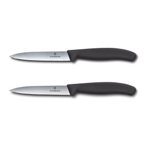 빅토리녹스 스위스 클래식 물결/일자 날 과도 2종 세트 10cm 블랙 6.7793.2