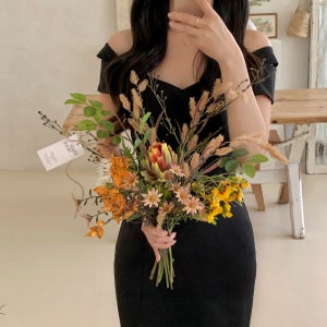 어텀 포엠 방크샤 데이지 조화 꽃다발