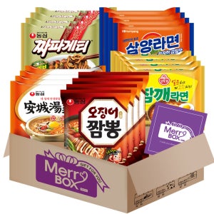 메리박스 봉지라면 20개 2호 안성탕면4+참깨4+오징어짬뽕4+짜파게티4+삼양4