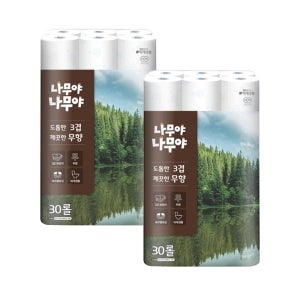 미래생활 나무야 디럭스 화장지 27m 3겹 30롤 2개 총60롤