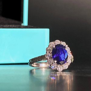 [데시레아] 블루 사파이어 다이애나 하일로 링 S925