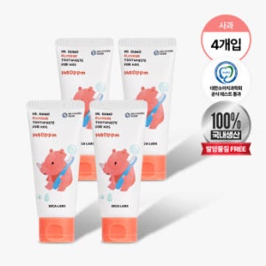 [2+2] 에이카랩스 어린이치약 코뿔소치약 고불소 유아 주니어 어린이 사과향, 60g, 4개