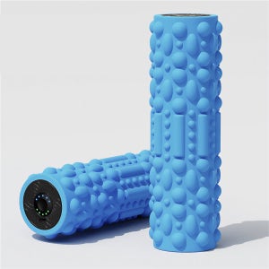 진동폼롤러 전동 돌기 종아리 마사지 요가 EVA 31cm, 블루