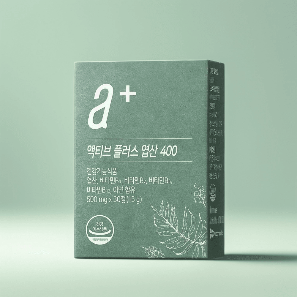 뉴트리모어 활성엽산 <b>액티브 플러스 엽산 400</b> 임신준비 임산부 필수 영양제 30정 4개