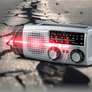 재난 AM FM SW 휴대용 미니 라디오 LED 손전등 자가발전 크랭크 비상사이렌 등산 낚시 라디오