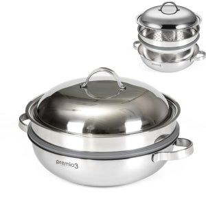 키친아트 프리미오3 인덕션 통3중 스텐304 궁중 찜냄비 찜솥 찜기 28cm