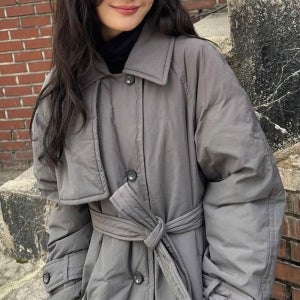 온앤온 여성 트렌치 롱 구스 다운 여자 롱패딩
