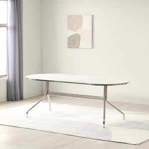 비안토 세라믹 실버 엣지 6인 테이블 스테인레스 다리 화이트