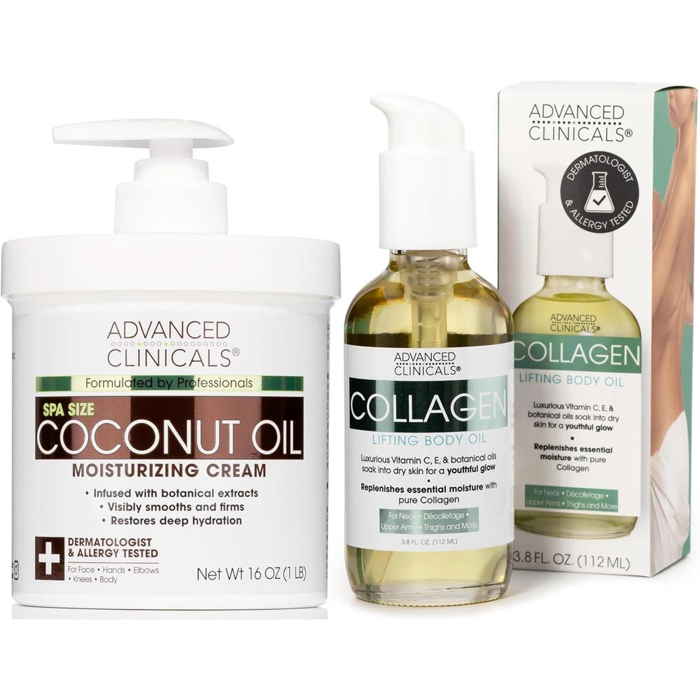 Advanced Clinicals 어드밴스드 클리니컬스 코코넛 오일 모이스처라이징 크림+<b>콜라겐</b> <b>바디 세트</b>