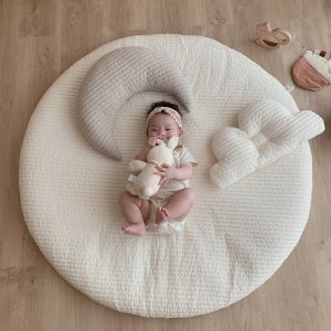 포근나라 순면 누빔 아기 원형러그 사계절 신생아 아이방 놀이매트 커버 테두리없음 면속통세트