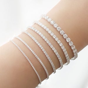 실버 테니스 팔찌 3mm 4mm 큐빅 여름 볼드한 은 팔찌