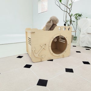 마린펫하우스 다우드원목고양이 오픈형숨숨집 조립형반려동물강아지집