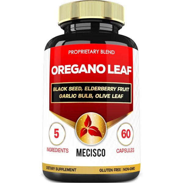 5인1 오레가노 잎 검은 씨앗 엘더베리 마늘 <b>올리브</b> 포함 남녀 <b>소화</b> 건강 지원 2개월 Mecisco