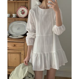 [특가세일/블랙 당일] 로제 핀턱 플레어 미니원피스 아이보리 블랙 셔링 봄 원피스 키작녀