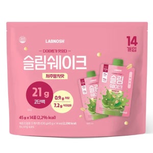 랩노쉬 슬림쉐이크 45g x 14개 제주말차맛 체중조절용 식사대용 쉐이크 고단백질