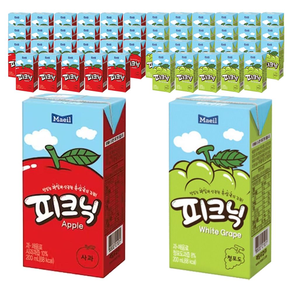 해들추쳔샵 사과 200ml/24팩 청포도 200ml/24팩 주스 과수원 피크닉