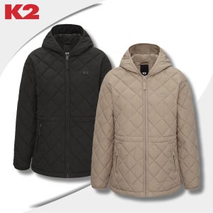K2 경량패딩 하프기장 후드 일체형 여성 퀄팅 자켓