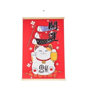 동양풍 벽장식천 공간분리커튼 벽꾸미기 패브릭포스터 복고양이