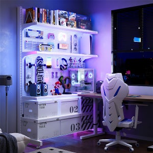 공간녹백 스탠드 타공 판 보드 페그 책상 철제 걸이대 화이트 66cm, 1개