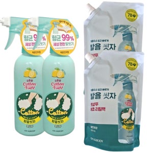 온더바디 풋샴푸 코튼풋 발을씻자 레몬 385ml 본품 2개 리필 500ml 2팩 발샴푸