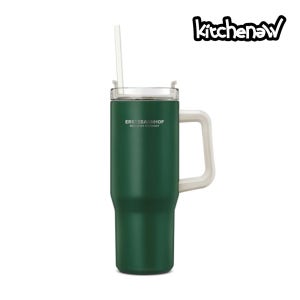 키치뉴 에스테반호프 대용량 손잡이 빨대 보온 보냉 루헨 텀블러 887ml, 그린