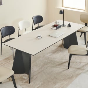 블랙식탁테이블 세라믹 식탁 카페 디자인 시크인테리어 대형 제니스 2000mm, 미스트베이지