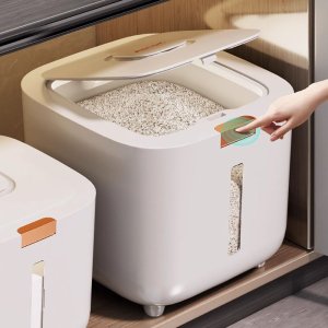 오브제 쌀통 원터치 신선보관 이중밀폐 잡곡 쌀보관함 냉장고 10kg