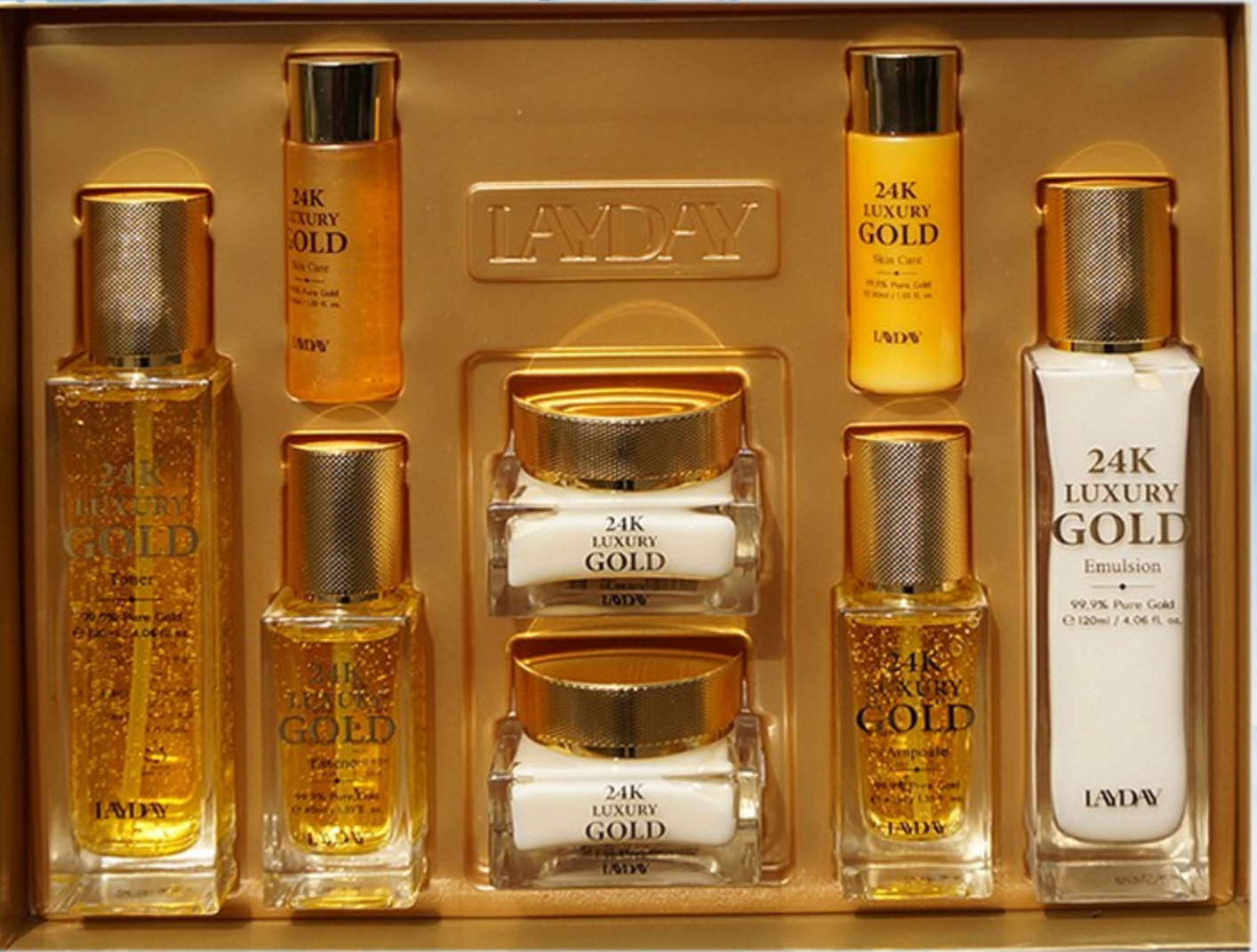 <b>여성</b>화장품 24k 럭셔리 골드스킨케어 세트 6종, 워터+에멀전+크림+에센스
