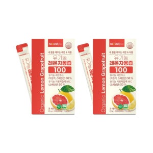 내츄럴플러스 유기농 레몬 자몽 즙 주스 100 NFC 착즙 건강음료 20g 15포 2박스